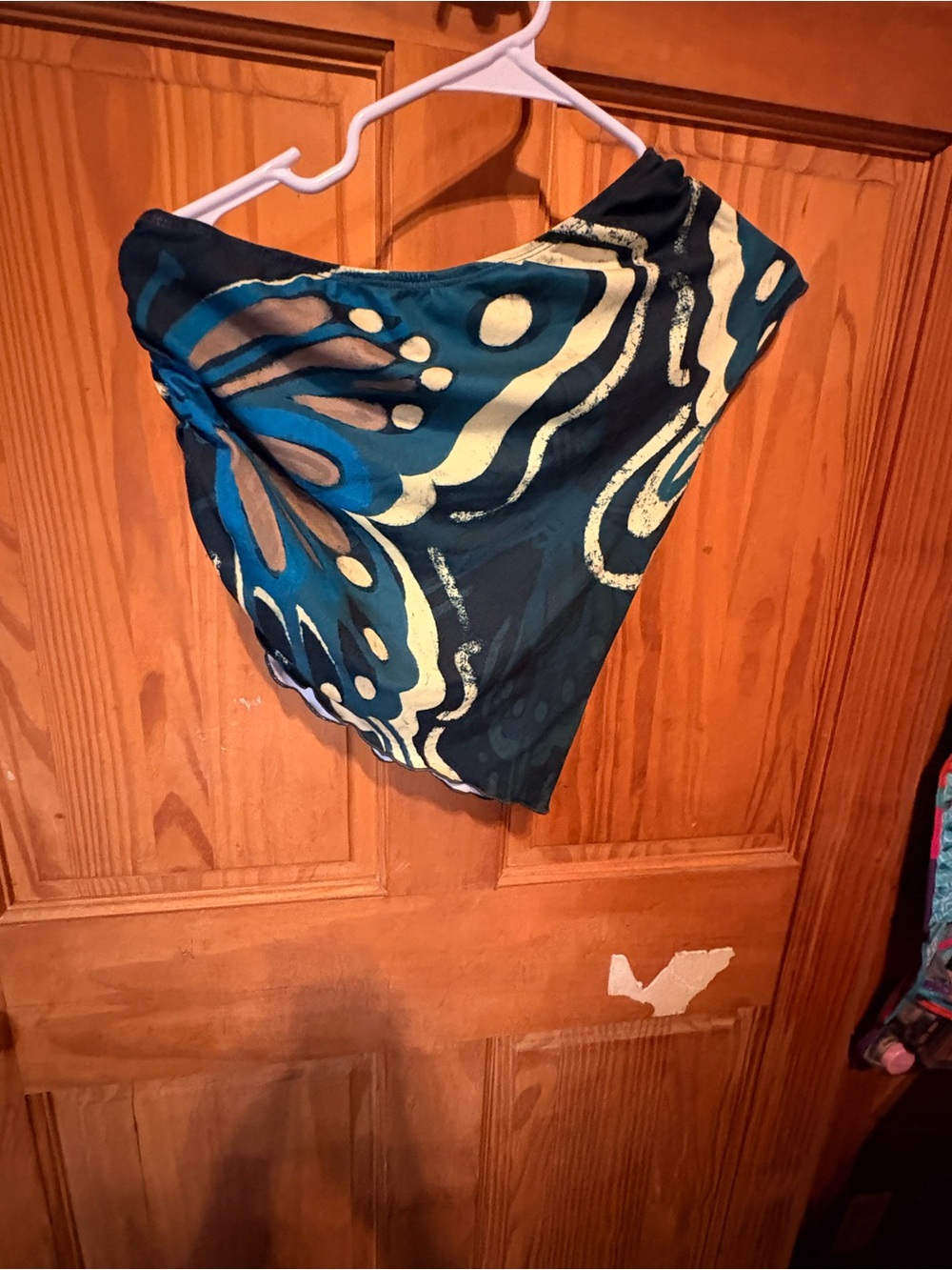 SHEIN Teal and Cream Off-Shoulder Crop Top